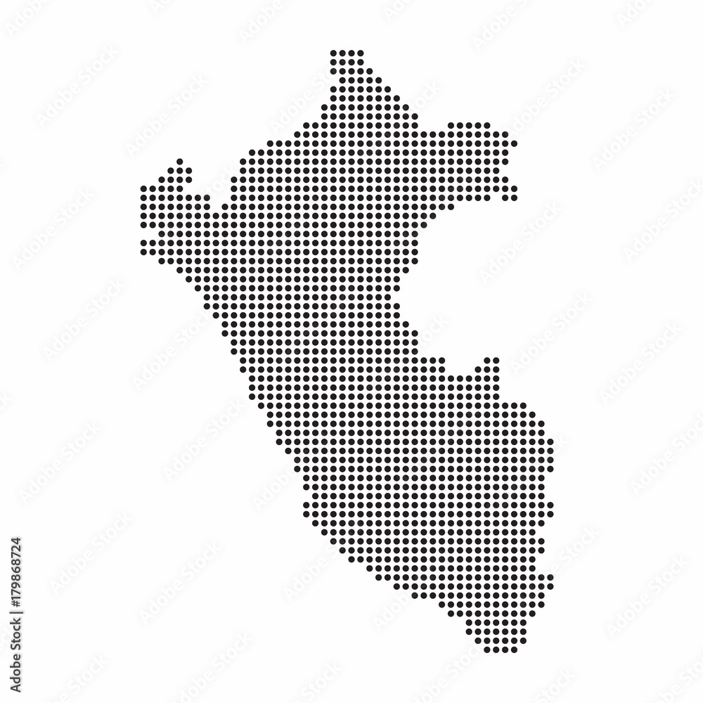 Peru country map made from abstract halftone dot pattern