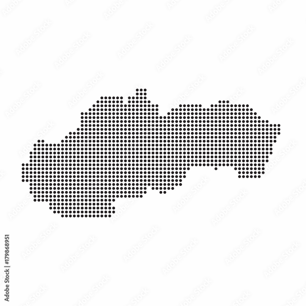 Slovakia country map made from abstract halftone dot pattern