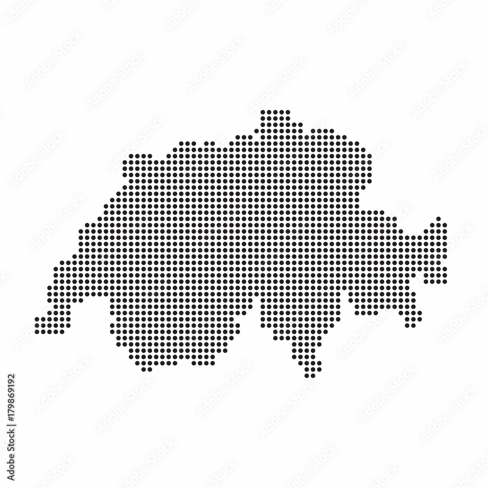 Switzerland country map made from abstract halftone dot pattern