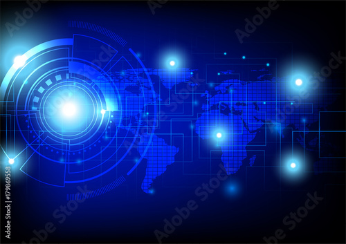 Modern technology illustration, abstract circle and circuit board on dark some Elements of this image furnished by NASA