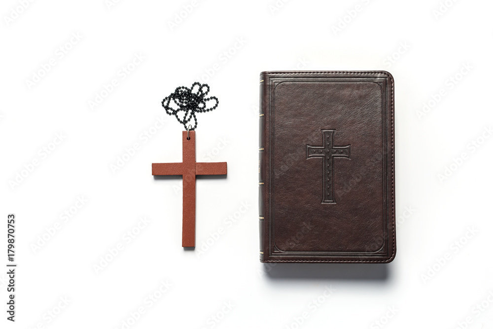 Bible book christian brown on white
