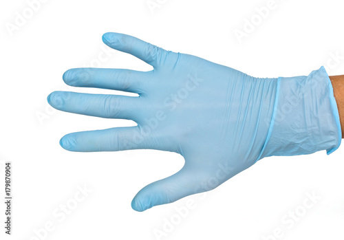 Doctor hand glove shows num five
