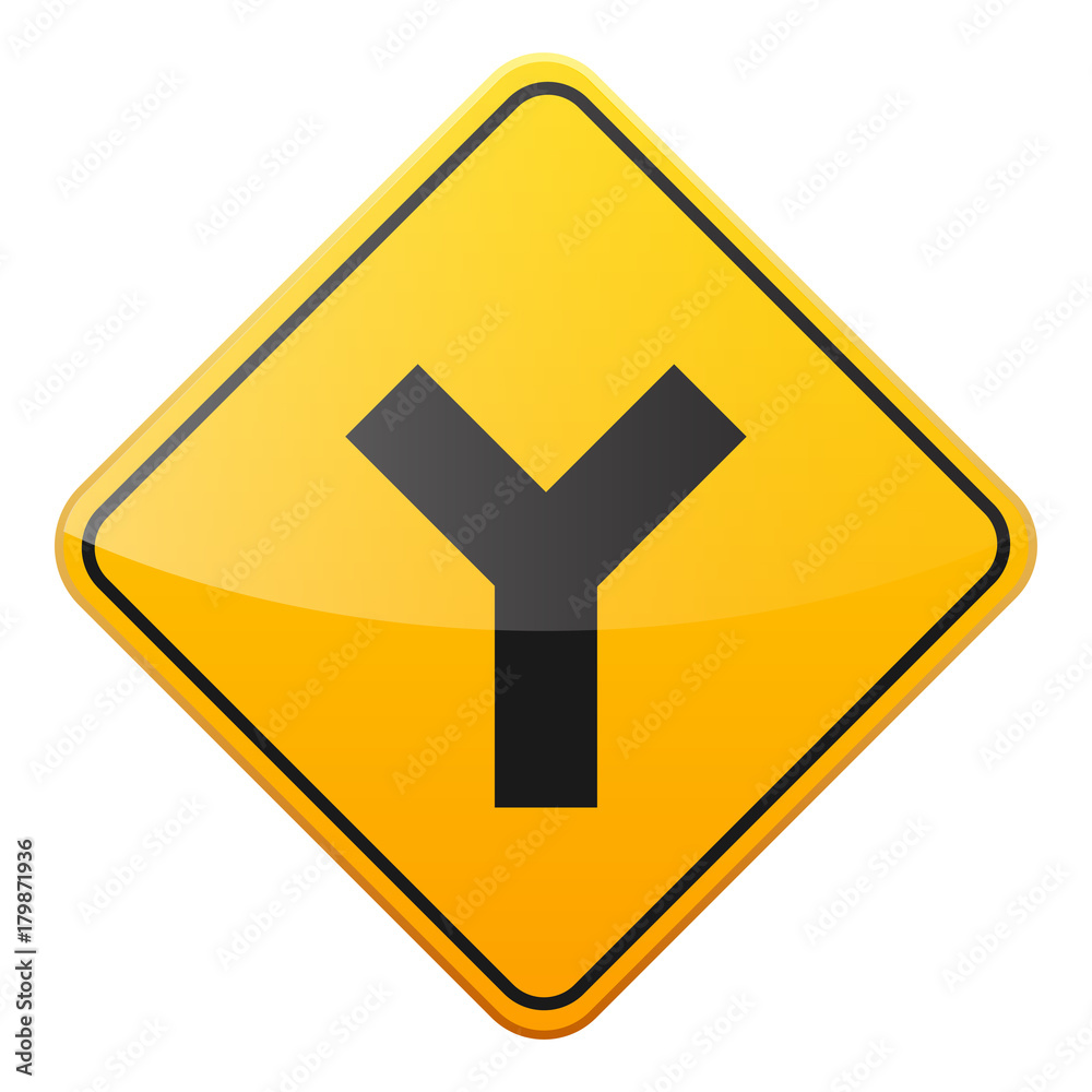 Road yellow sign on white background. Road traffic control.Lane usage. Stop and yield. Regulatory sign. Street. Curves and turns. Road yellow sign on white background. Road traffic control.Lane usage. Stop and yield. Regulatory sign. Street. Curves and turns.