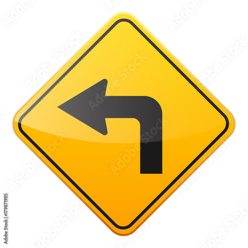Free Download Road yellow sign on white background. Road traffic control.Lane usage. Stop and yield. Regulatory sign. Street. Curves and turns. - GFXLoad