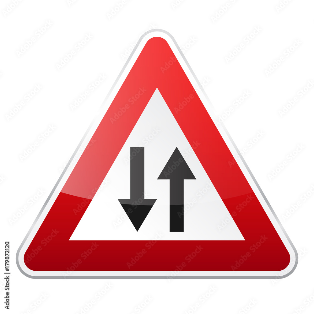 Road red sign on white background. Road traffic control.Lane usage. Regulatory sign. Stop and yield. Street. Road red sign on white background. Road traffic control.Lane usage. Regulatory sign. Stop and yield. Street.