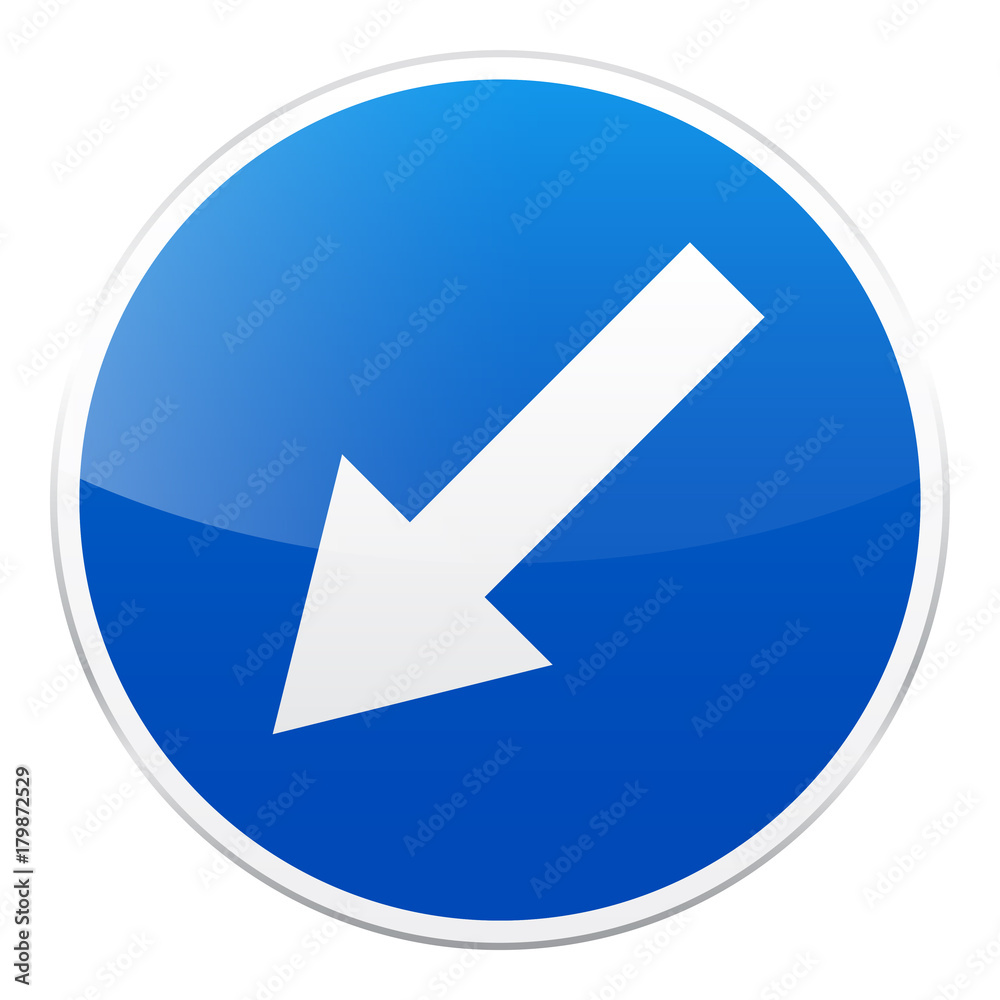 Road blue sign on white background. Road traffic control.Lane usage. Regulatory sign. Street. Road blue sign on white background. Road traffic control.Lane usage. Regulatory sign. Street.