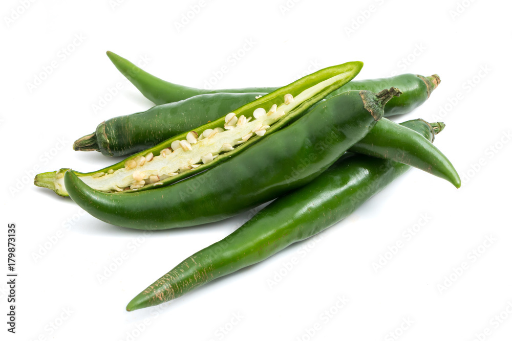 Fresh Green chili papper on white background. Fresh Green chili papper on white background.
