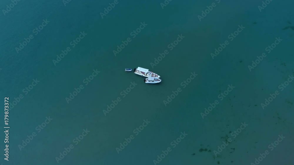 Boat in Sea Arkutino Beach- Aerial 4k Bulgaria Boat in Sea Arkutino Beach- Aerial 4k Bulgaria
