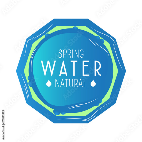 Mineral water label with bubbles, Vector illustration