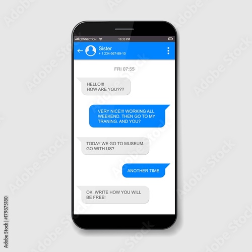 Creative vector illustration of messenger window. Social network talking art design. Mobile phone live chat boxes. Smartphone online app. Compose dialogues mockup. Abstract concept graphic element.