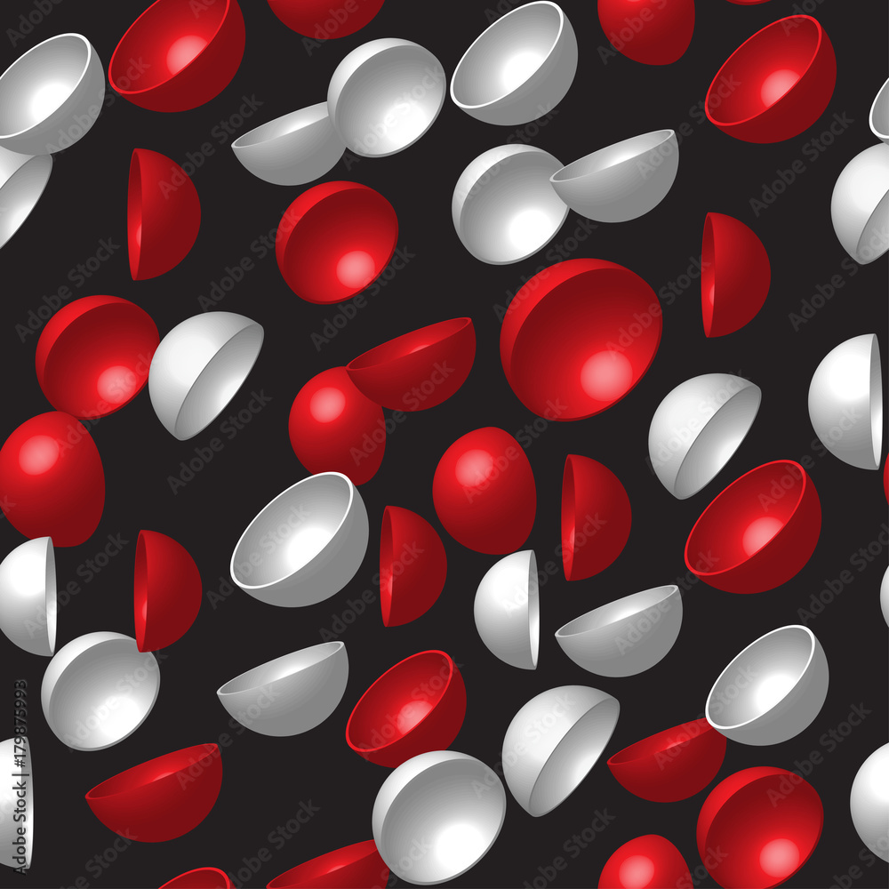 Red White Hemispheres Seamless Pattern Red White Hemispheres Seamless Pattern