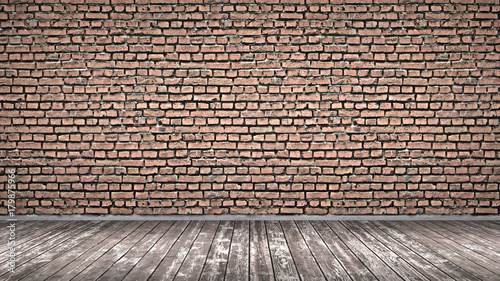 brick wall and wooden floor background texture HDR