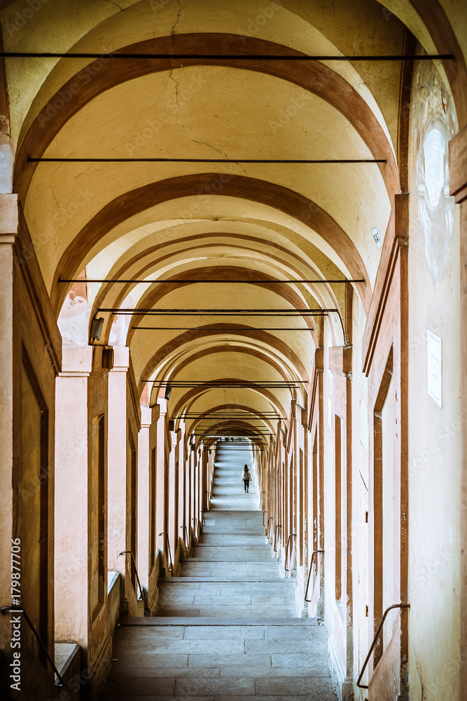 Bologna, Italy. Famous San Luca's portico (porch): the longest portico in the world.