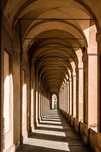 Bologna  Italy. Famous San Luca s portico  porch   the longest portico in the world.