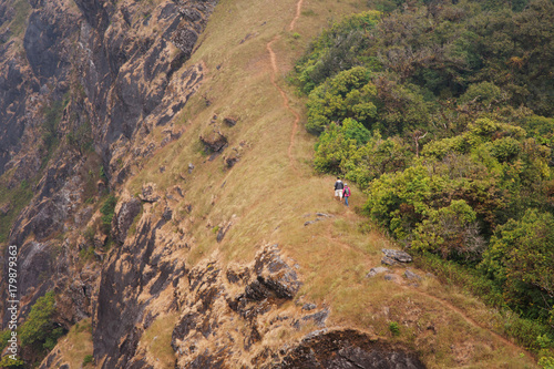 Hike walking on high mountain at Monjong Chiang Mai, Thailand