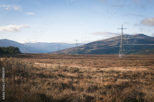 Energy / Pylons and Power Cables strewn across the Scottish Landscape.