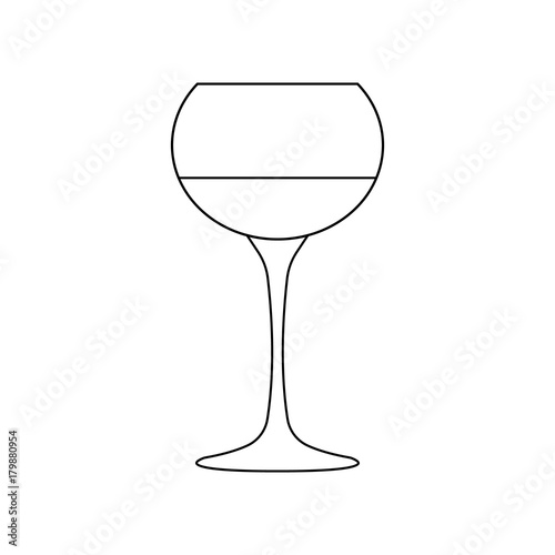 Wine glass clipart. Round shape. Outline and transparent vector illustration on clear white background. Simple symbol and icon.
