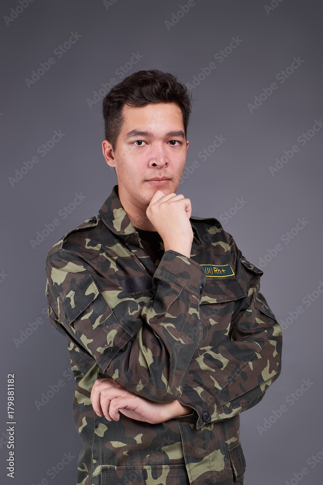 Guy in uniform background isolated