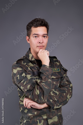 Guy in uniform background isolated