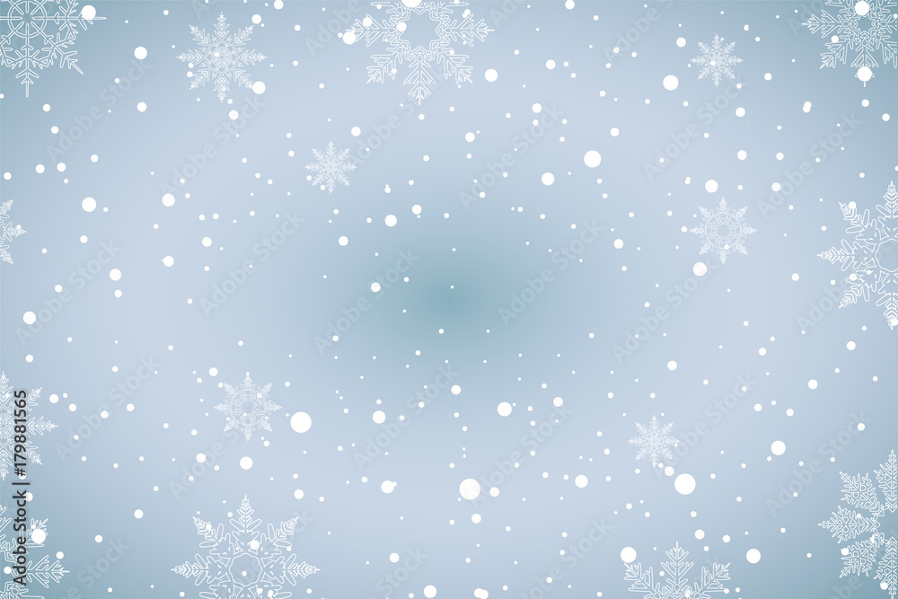 Christmas background, winter decoration season design card with snow and snowflake. Vector xmas