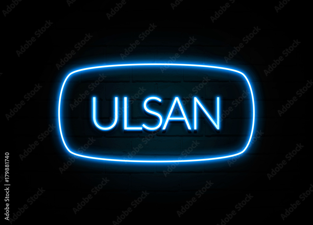 Ulsan - colorful Neon Sign on brickwall Ulsan - colorful Neon Sign on brickwall
