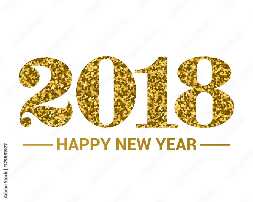 Happy New Year 2018. Gold text with glitter. Vector illustration Happy New Year 2018. Gold text with glitter. Vector illustration