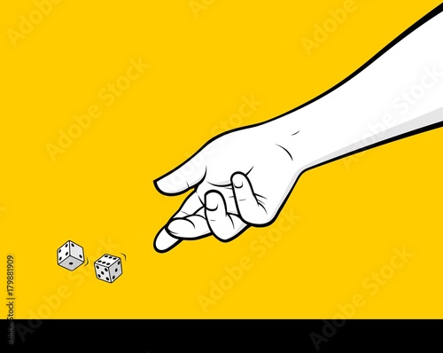 Man hand playing dice