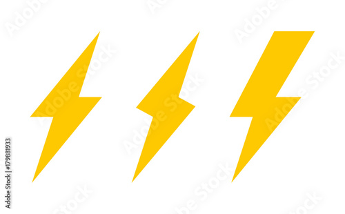 Set of three lightning bolt icons