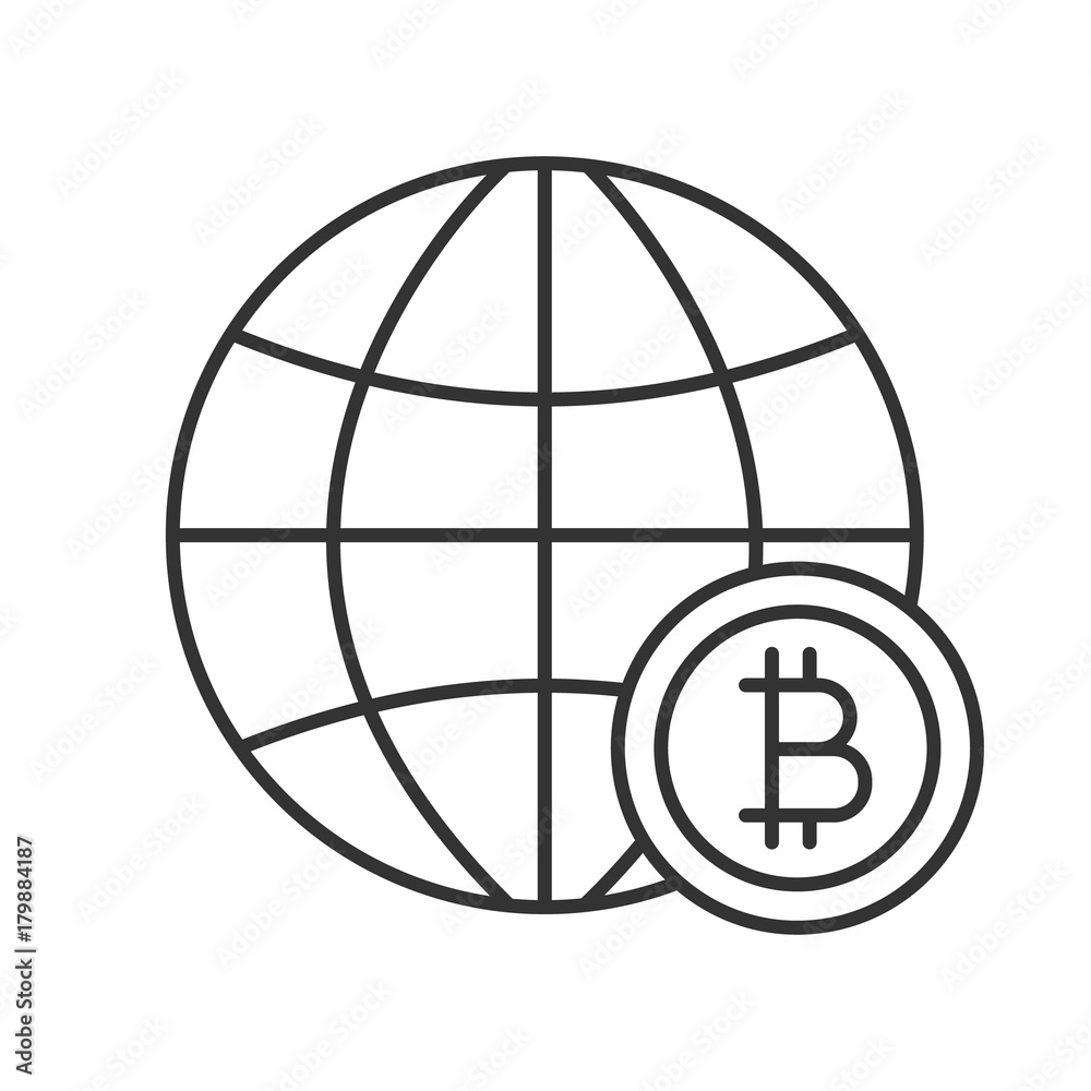 Global bitcoin linear icon Global bitcoin linear icon