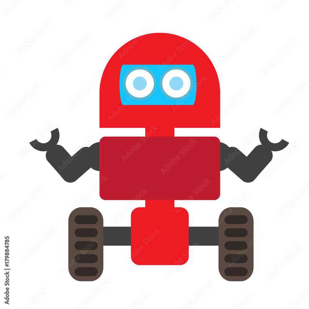 Cute robot isolated on white background, Vector illustration