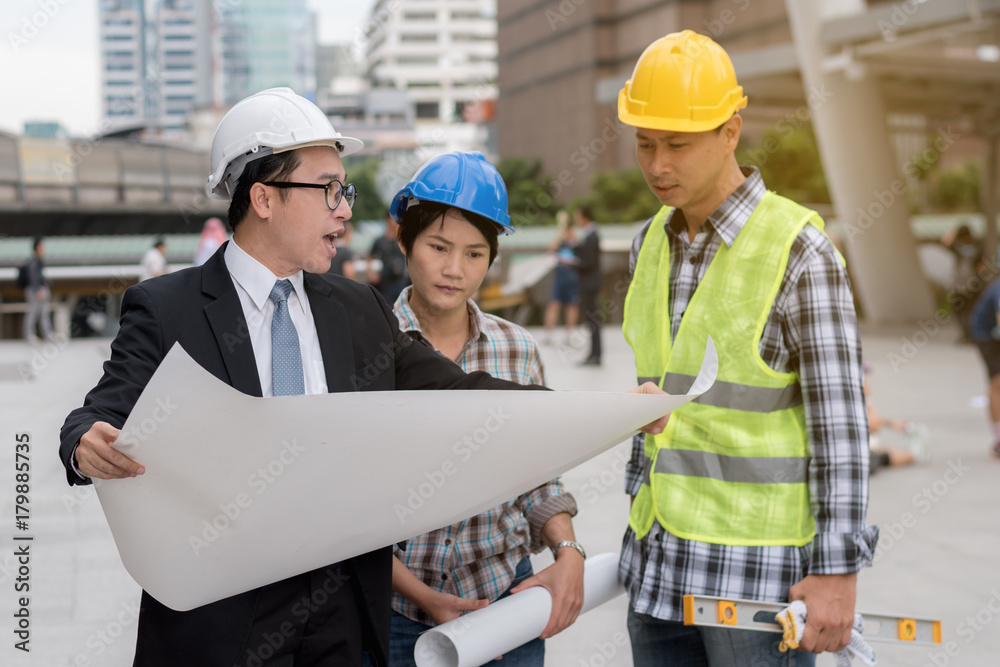 engineering construction concept : professional engineer team meeting foreman group plan manufacturing industry engineering construction concept : professional engineer team meeting foreman group plan manufacturing industry