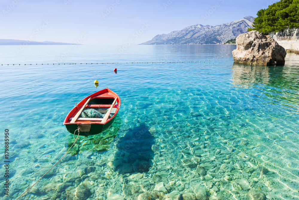 Naklejka premium Beautiful bay near Brela town, Makarska rivera, Dalmatia, Croatia