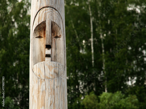 Wooden totem pole