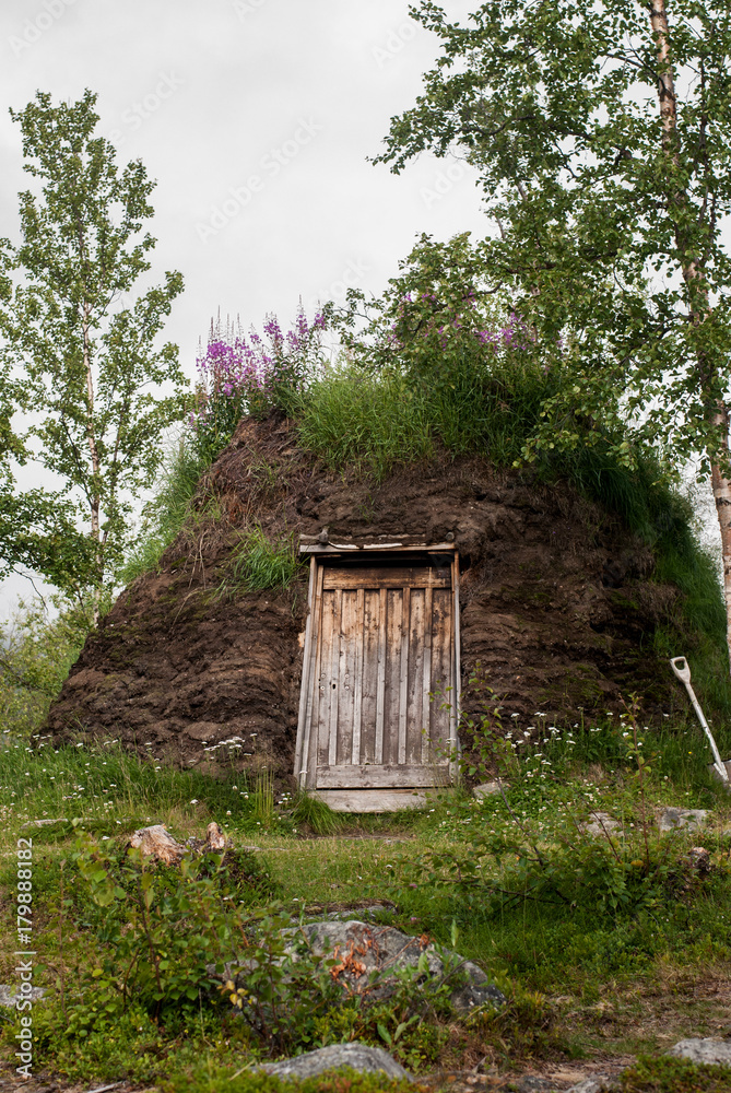 Ancient buildings of Sami in the Abisko National Park, Sweden Ancient buildings of Sami in the Abisko National Park, Sweden
