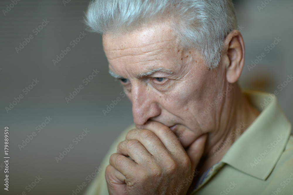 Sad senior man at home Sad senior man at home
