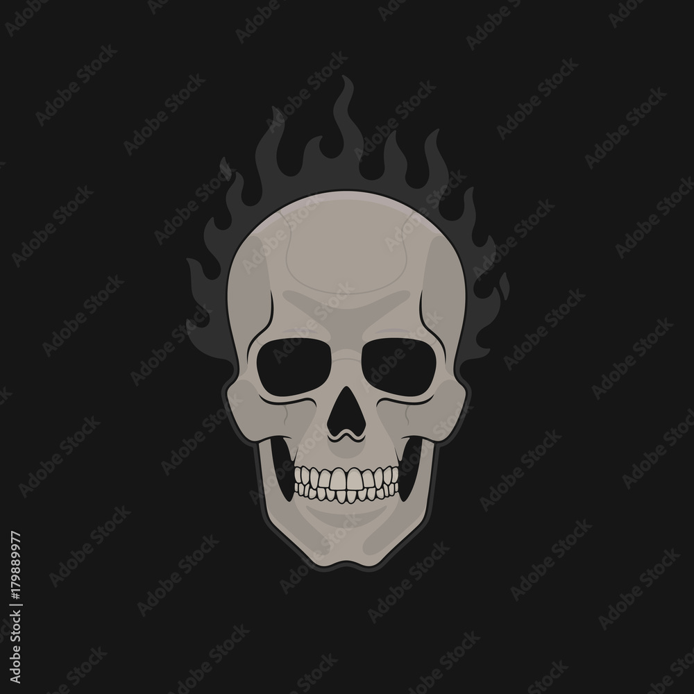 Obraz premium Skull On Fire Flat Vector