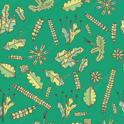 Forest moss on green background - seamless pattern. Vector illustration photo