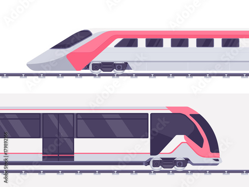Passenger express train. Subway train. Vector illustration