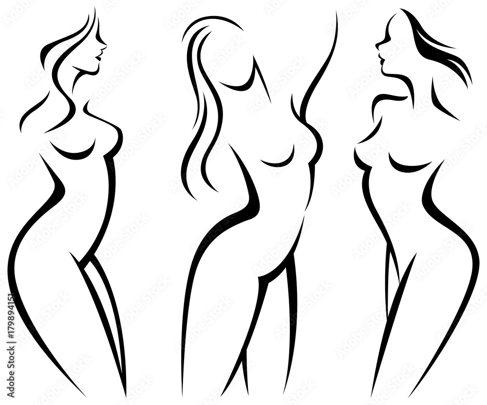 Set of stylized silhouettes woman body Set of stylized silhouettes woman body