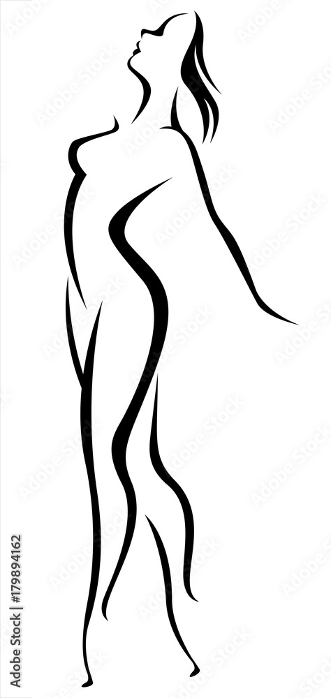 Stock vector illustration on a white background stylized silhouette of a woman in full length Stock vector illustration on a white background stylized silhouette of a woman in full length