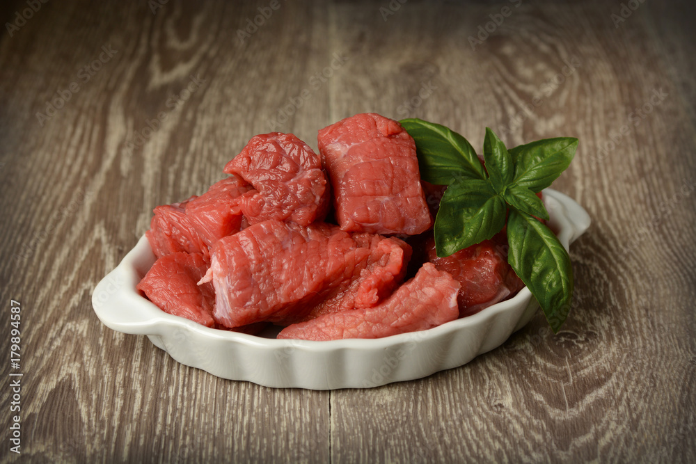 beef pieces on the table with other ingredients