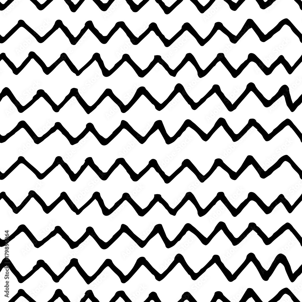 Black and white doodle seamless vector pattern. Zigzag scribbled print Black and white doodle seamless vector pattern. Zigzag scribbled print