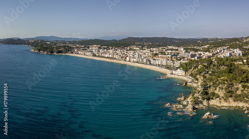 Aerial view of Lloret de Mar coastal town in Catalonia