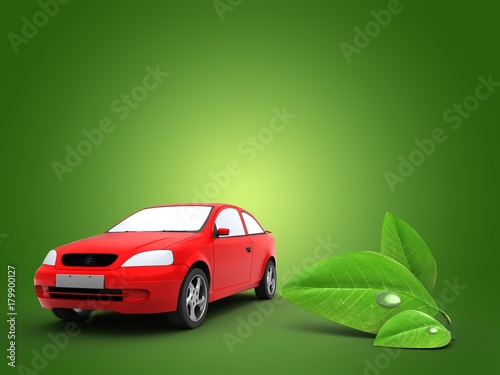 3d car with leaf