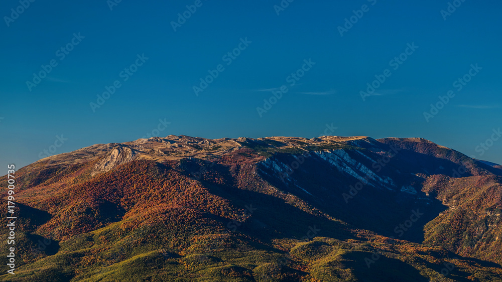Colorful panorama of the ridge in autumn