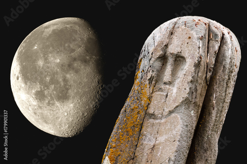 Stone ancient totem moon photo