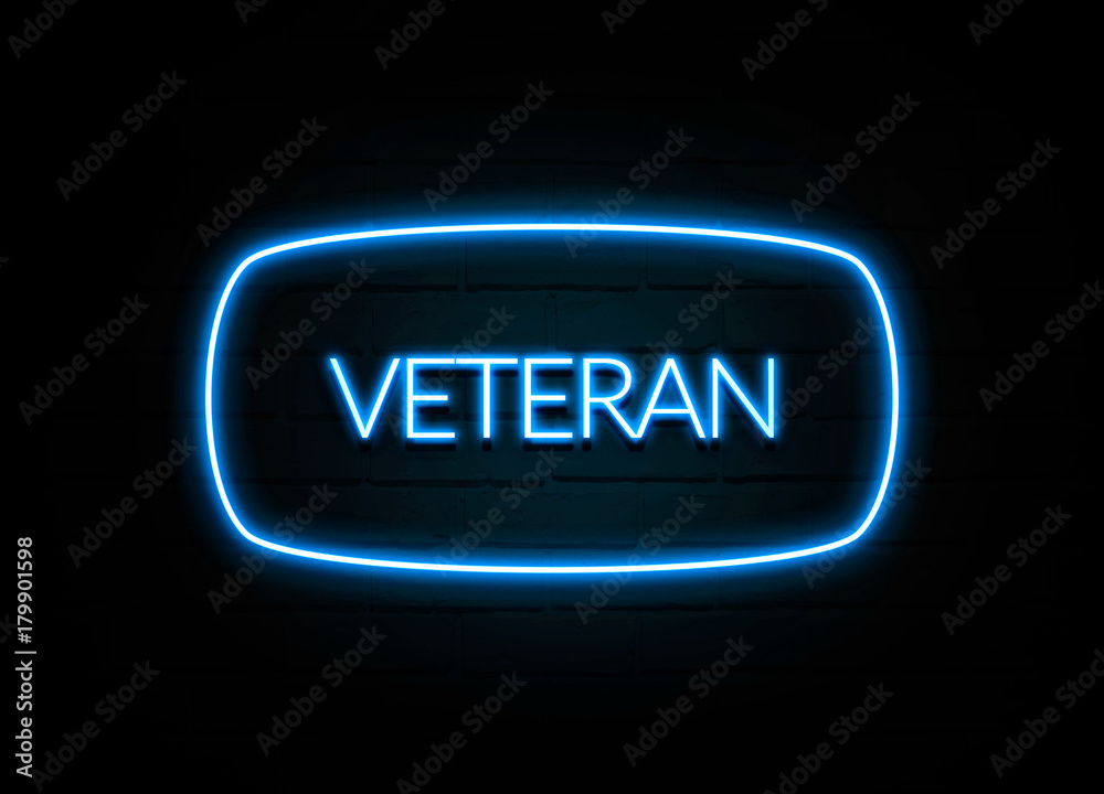 Veteran - colorful Neon Sign on brickwall Veteran - colorful Neon Sign on brickwall