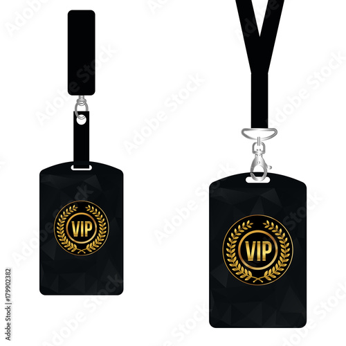 Vip member card set with lanyard. vector design and text template illustration