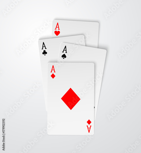 Four aces playing cards poker winner hand