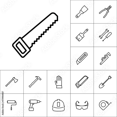 line saw icon on white background, construction set